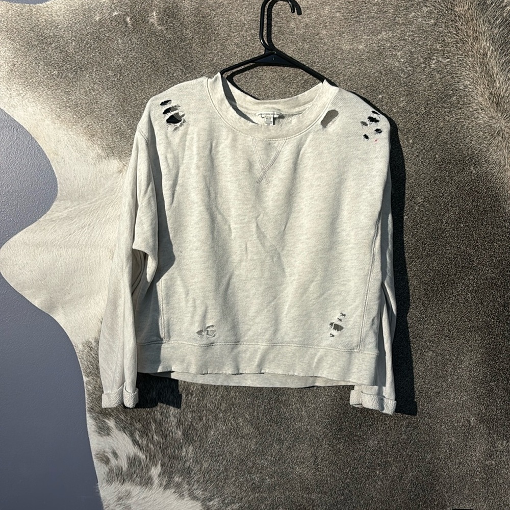 Cropped, Distressed Sweatshirt